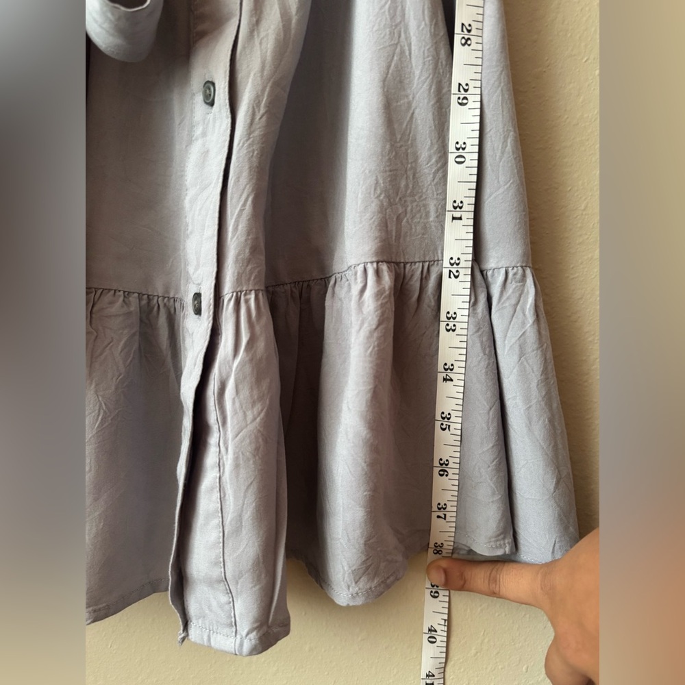 LOFT Light Gray Button-Up Mini Dress - Picture 5 of 10